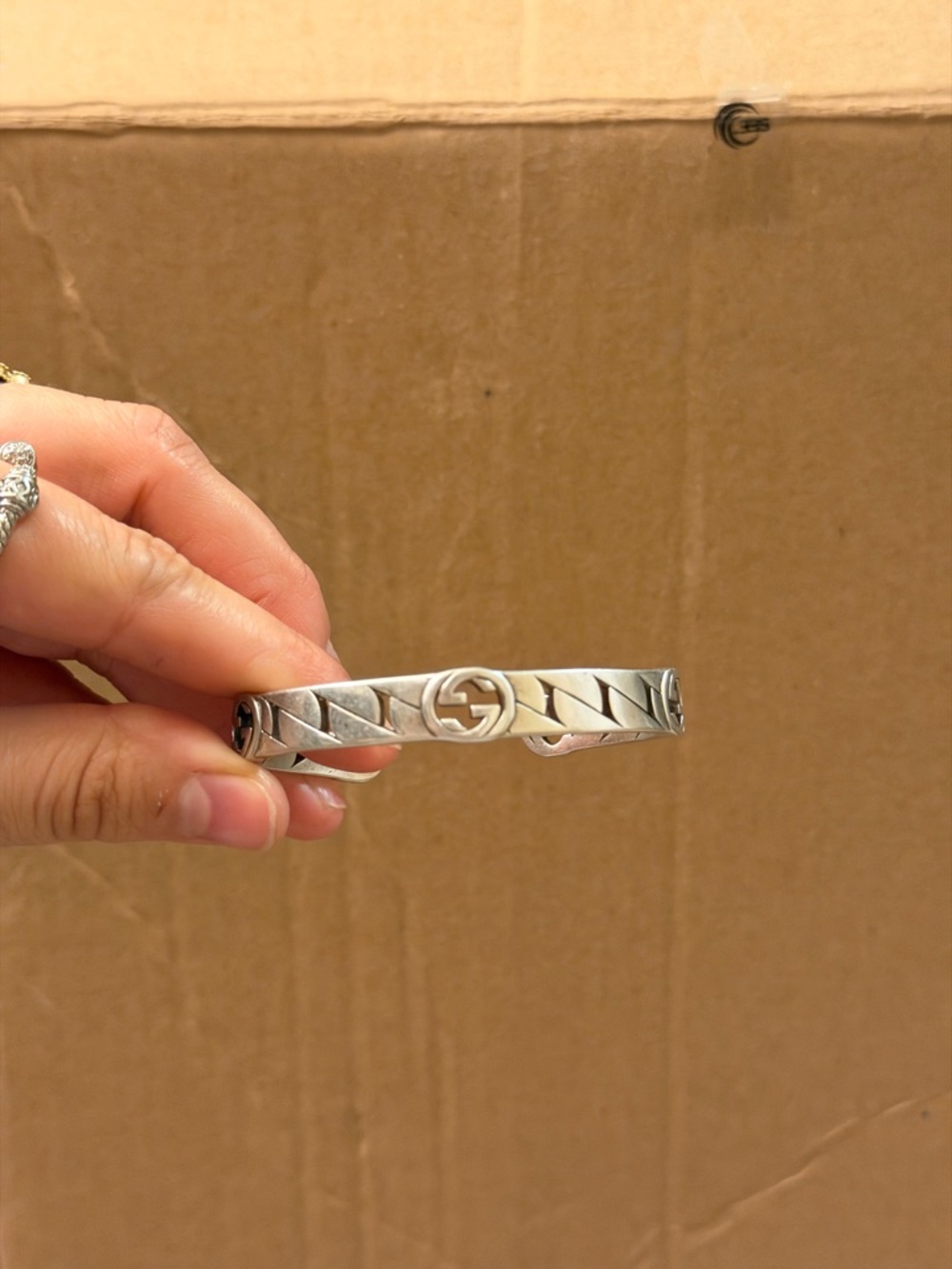 Silver Gucci Cuff Bracelet - Picture 6 of 11